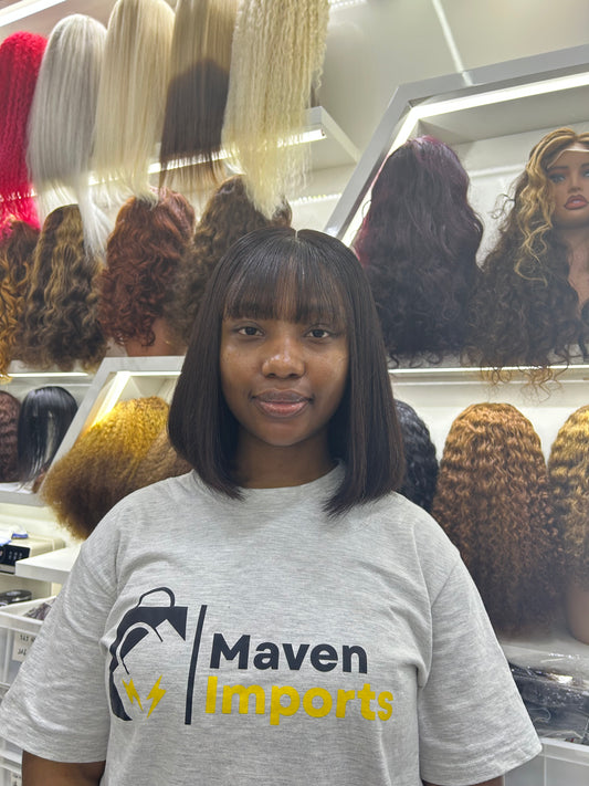 Glueless Double Drawn Fringe Bob 10inch